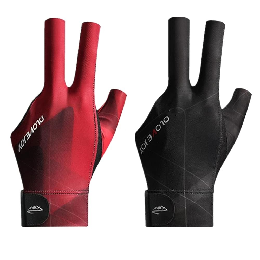 2 PCS Breathable Pool Gloves, Spandex Snooker Left Hand Three Fingers Glove, ...