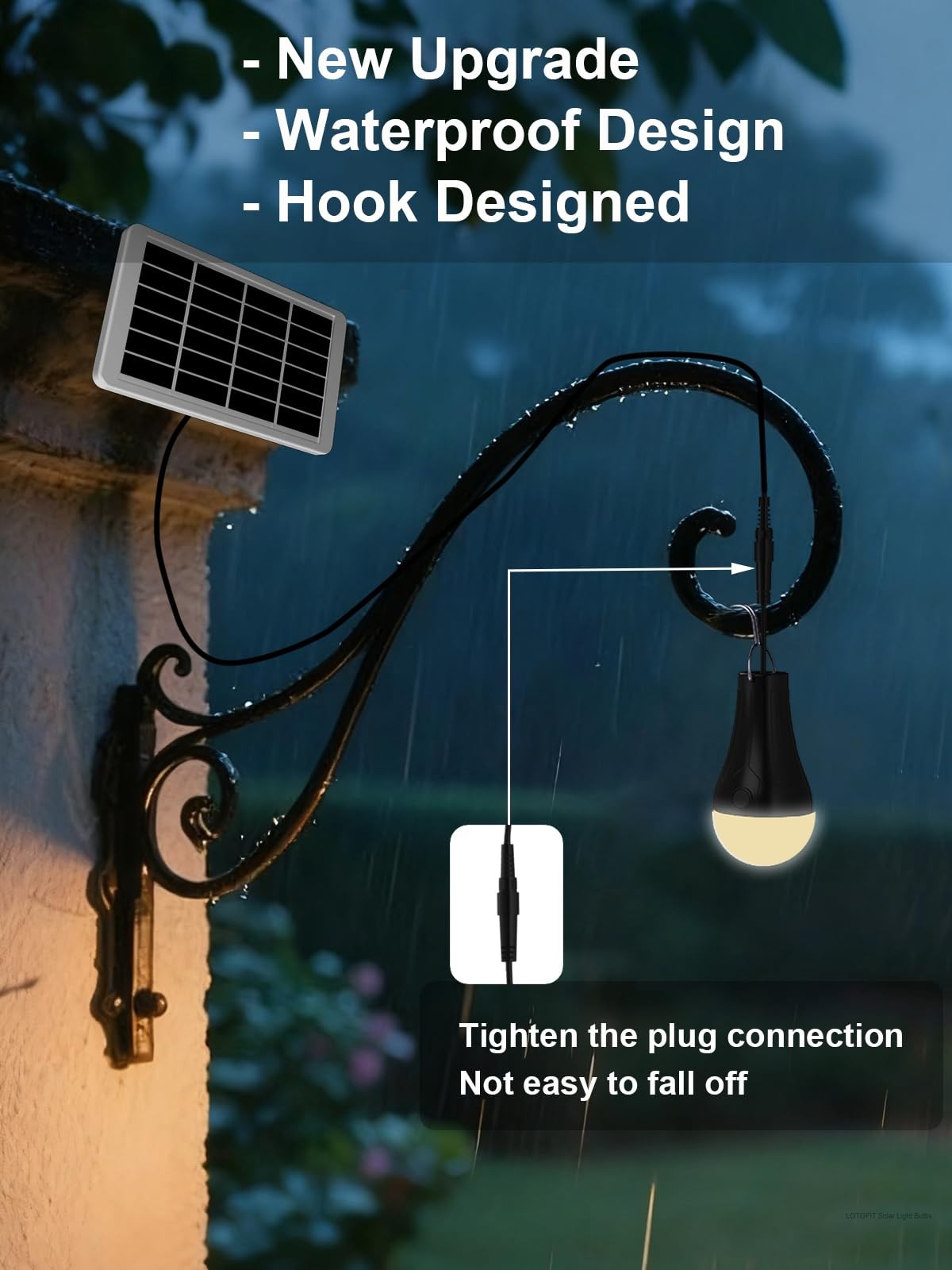 Solar Light Bulbs Waterproof, Rechargeable Chicken Coop Light with Timer, 3 Colo