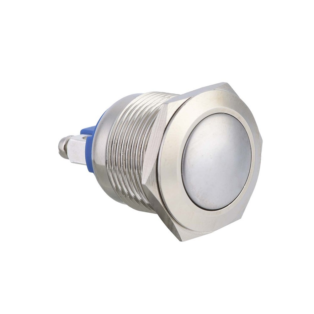 Momentary Button Switch Plated Push ON 20A-12V 19mm Panel Hole Silver