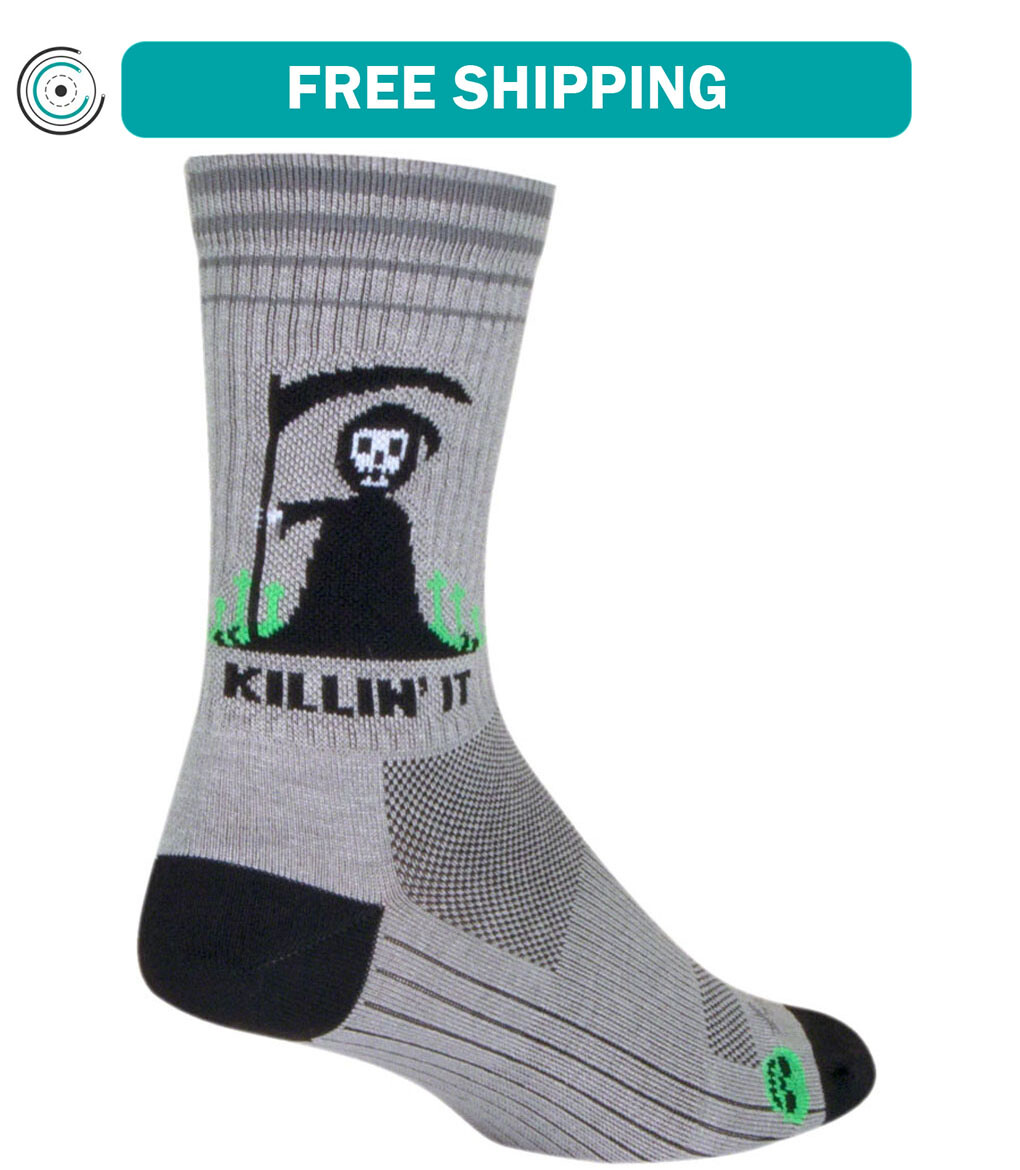 SockGuy Killin' It Crew Sock - 6", Large/X-Large Stretch-To-Fit Sizing System