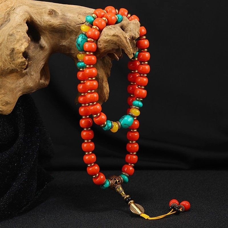 Tibetan Ethnic Style Turquoise Bucket Bead Southern Red Bracelet Bracelet 12*8MM