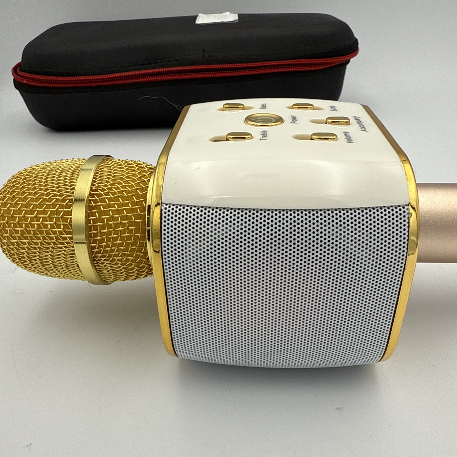Funky Rico Karaoke Microphone Handheld Wireless Bluetooth w/Speaker Gold WORKING
