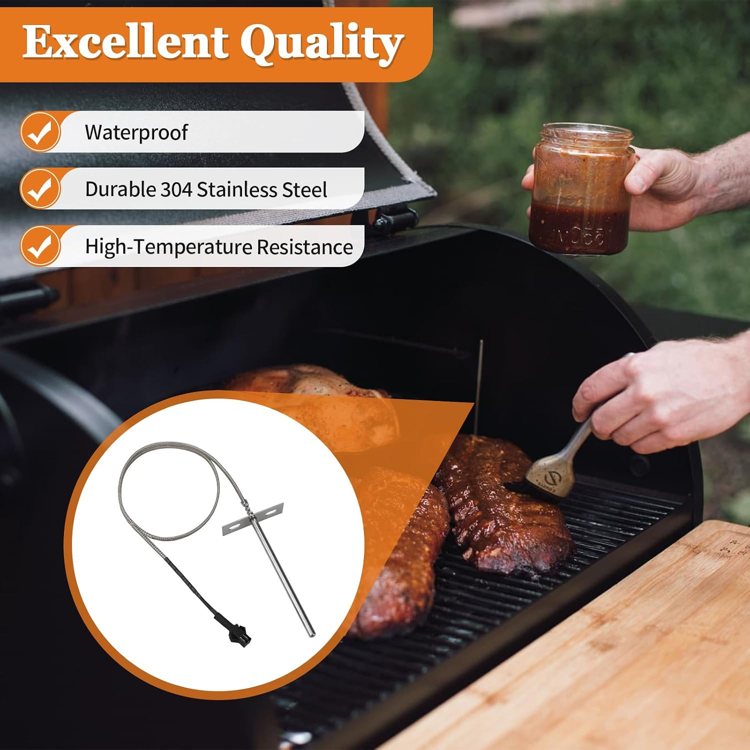 RTD Temperature Probe Replacement for Pit Boss Smokers & Grills | Stainless Stee