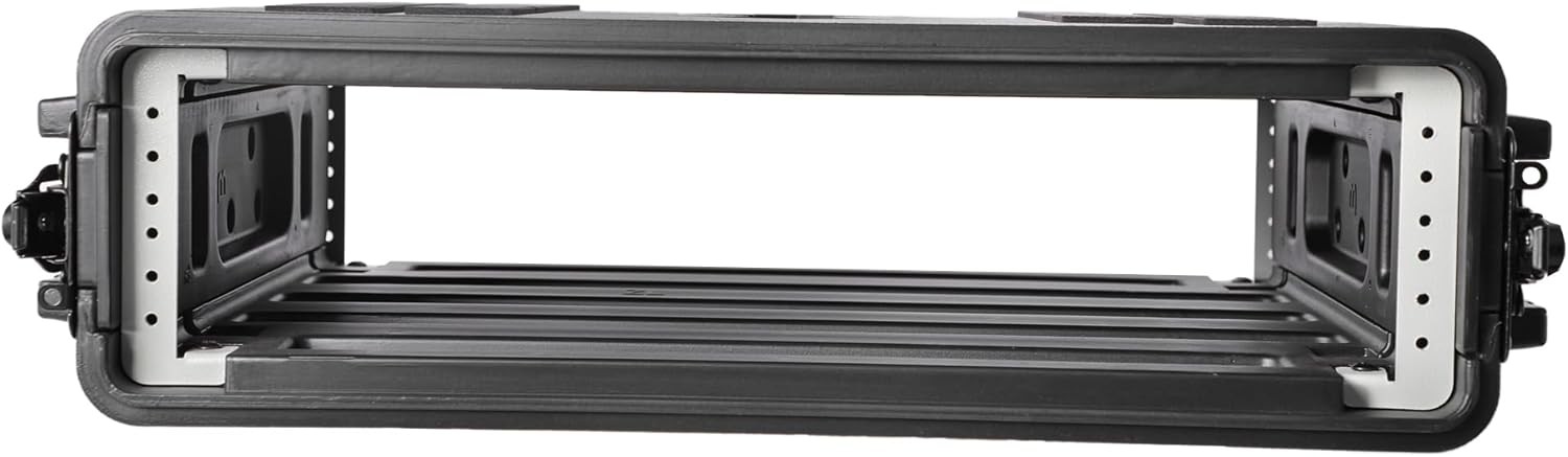 2U Rack Case 16" Depth, 19" Rackmount Flight Case with Microphone Compartments