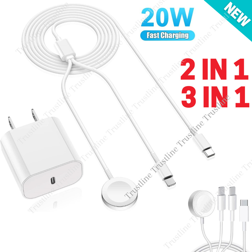 For Apple Watch 9/8/7/6/5/4/2/1/SE iPhone Magnetic Fast Charger Cable USB C Cube