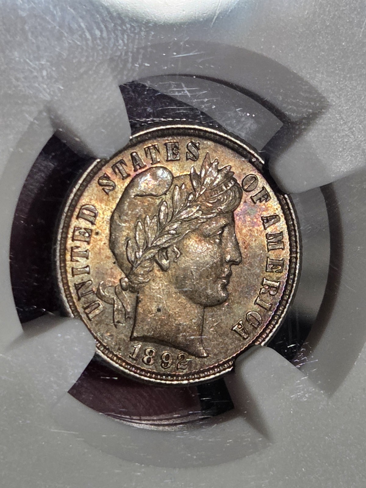 1892 Barber Dime 10c NGC MS63 Toned