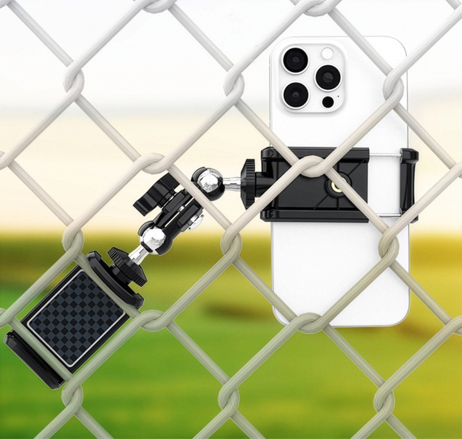EZ Fence Mount for Gamechanger Cell Phone, iPhone, GoPro, Mevo - Straps Included