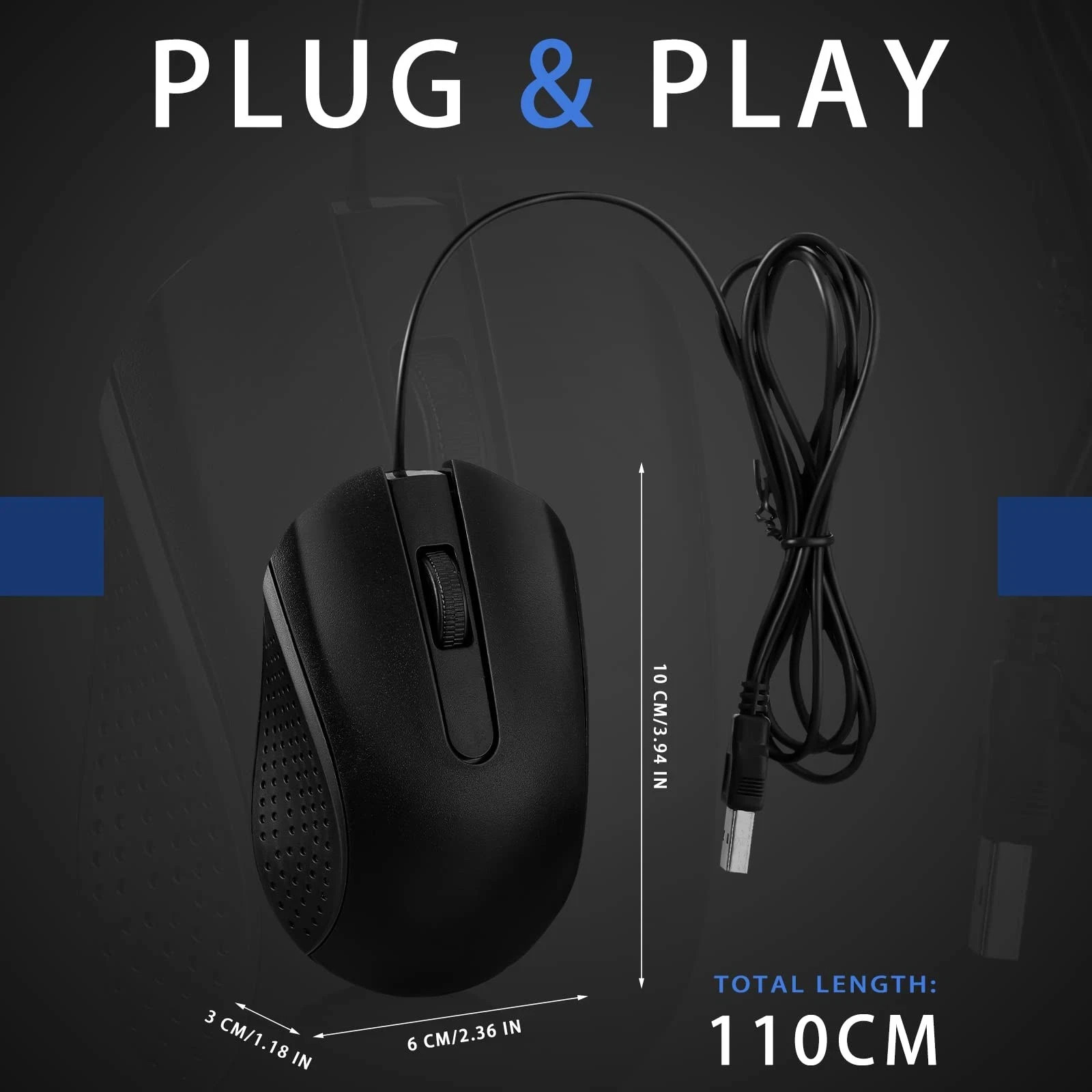 30 Pcs USB Wired Mouse Computer 3 Button Mice Bulk Corded USB Mouse for PC De...