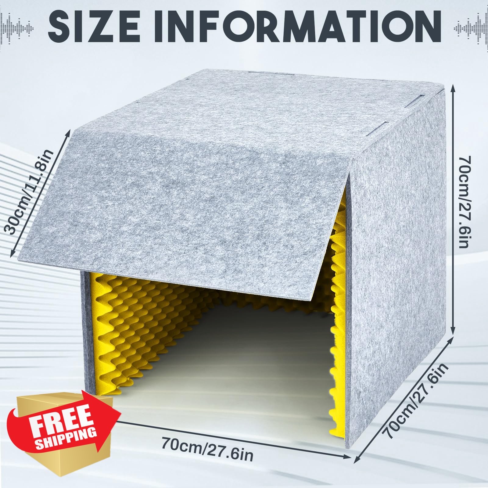 Pushglossy 28in Soundproof Recording Booth Cube Yellow