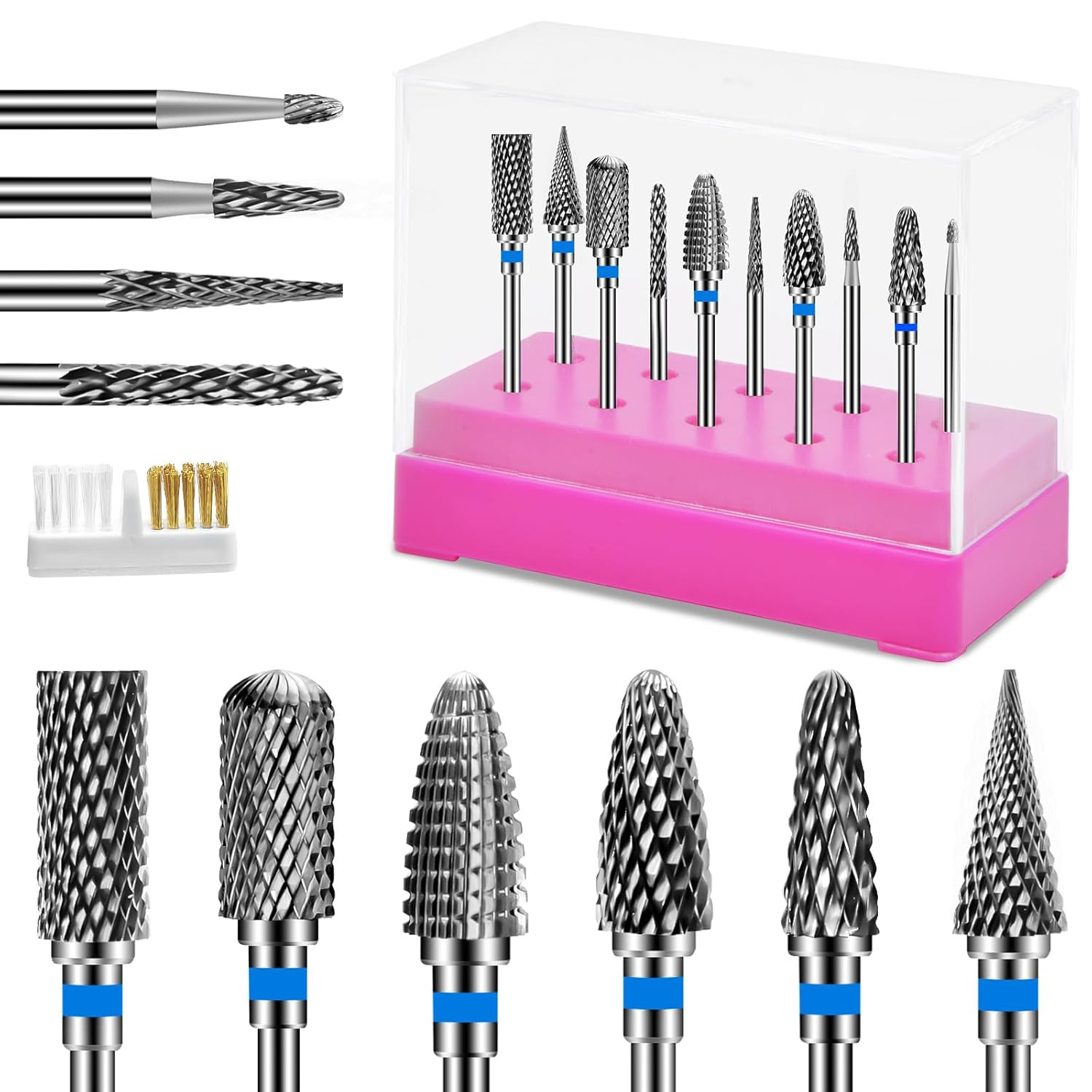 Nail Drill Bits Set: 10PCS Tungsten Carbide Nail Drill Bits for Acrylic Nails, 3