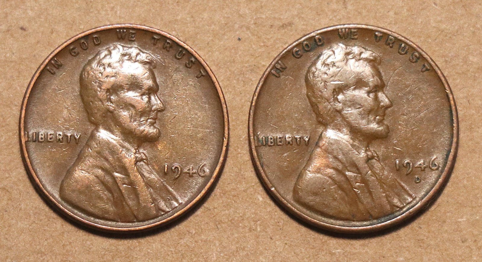 1946 PD Lincoln Wheat Cents VF