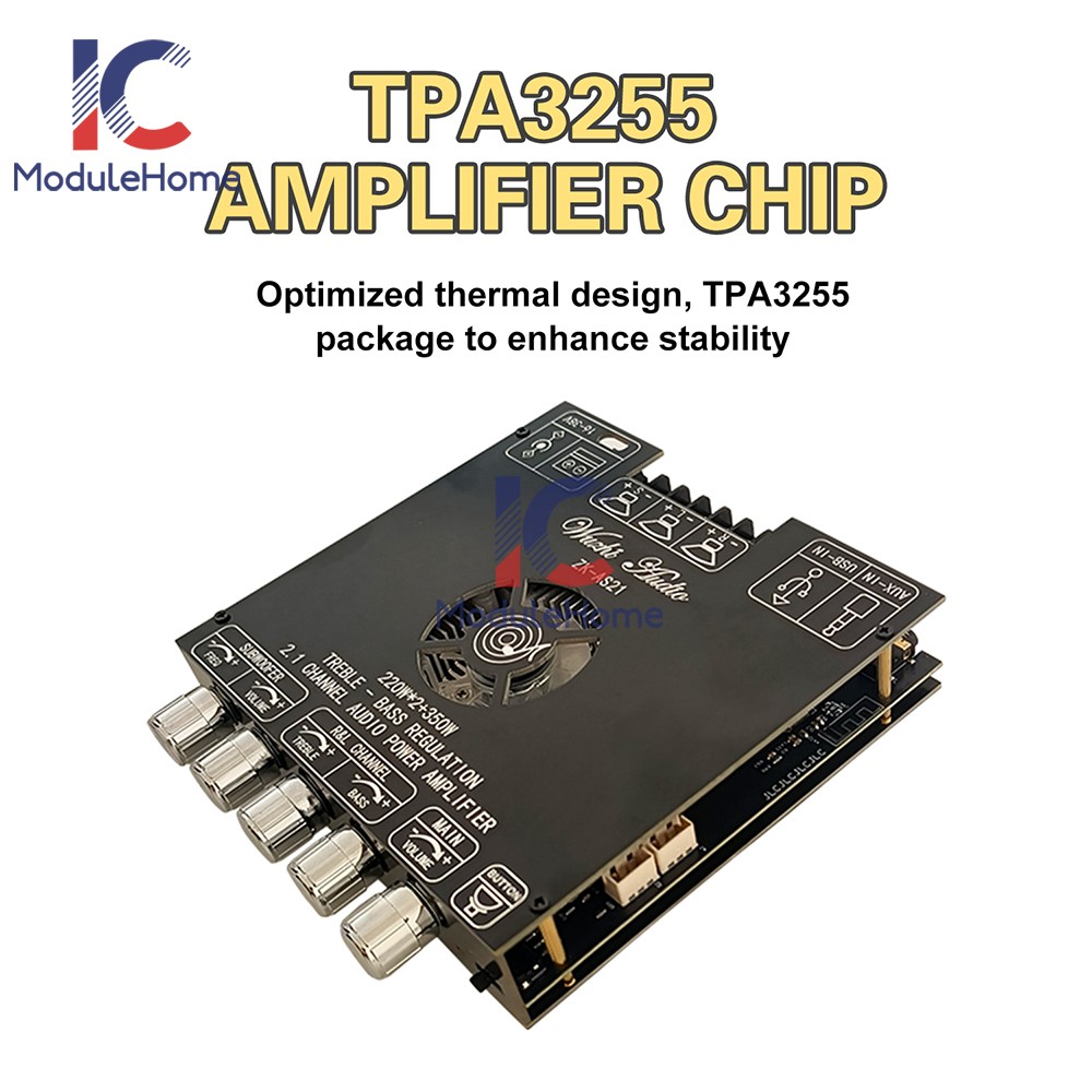 ZK-AS21 Bluetooth Audio Power Amplifier Board TPA3255 Module 300W*2+600W AUX