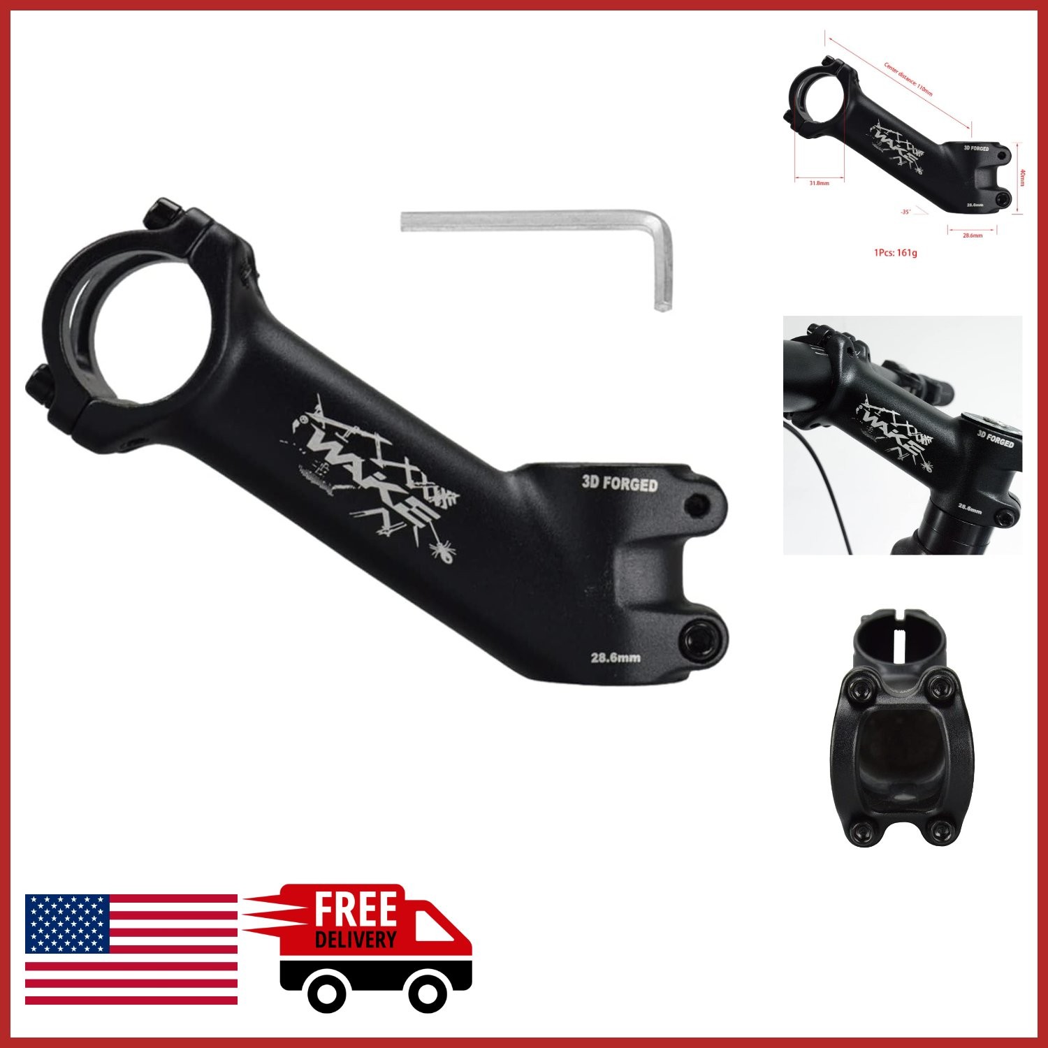 31.8mm Bike Stem 110mm Riser for Road Mountain Bikes DIY Modification