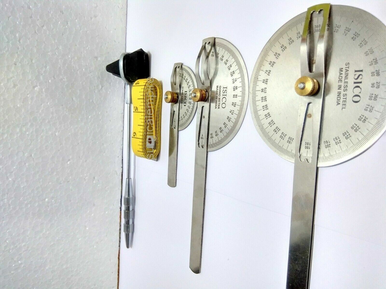 Goniometer Set of 3 Pcs Stainless Steel Hammer Measuring Tape