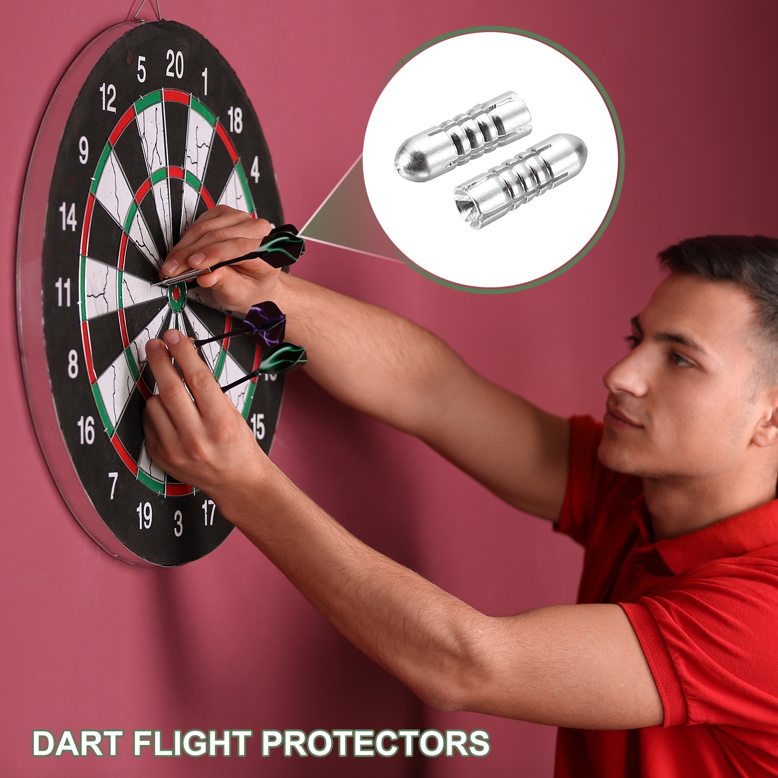 5 Pcs Dart Flight Protectors Fixed 90 Degrees Wing Savers Protects, Silver