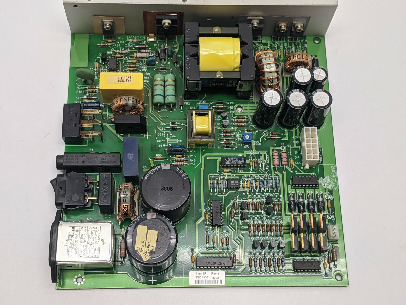 Zebra 31646P Rev 3 Power Supply Board PCB 105s 105se Printer