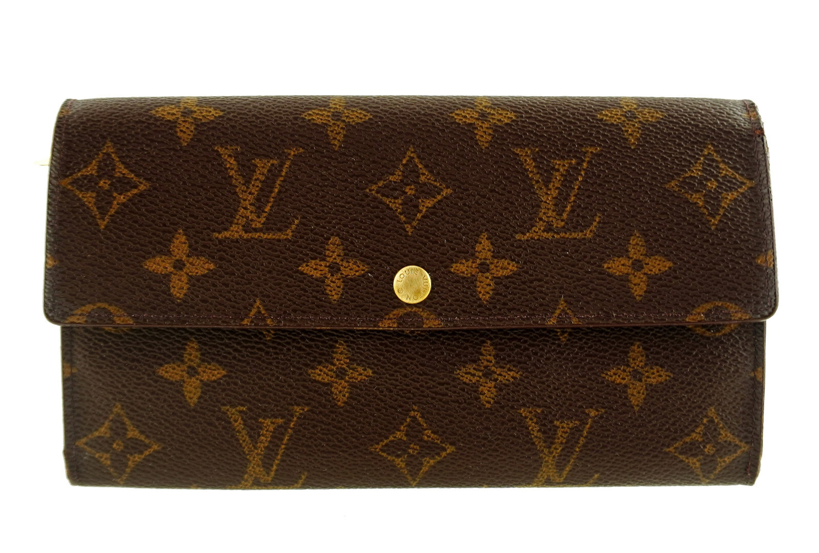 Authentic LOUIS VUITTON Monogram LV Leather Sarah Long Clutch Wallet France