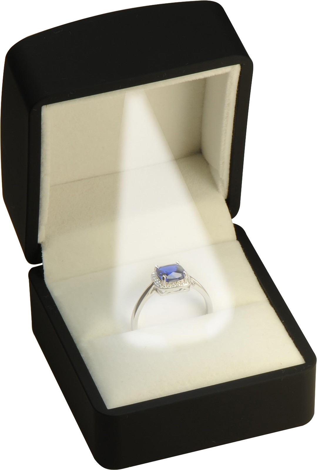 LED Black Ring Box for Proposal, Wedding, Box(Arc Top)