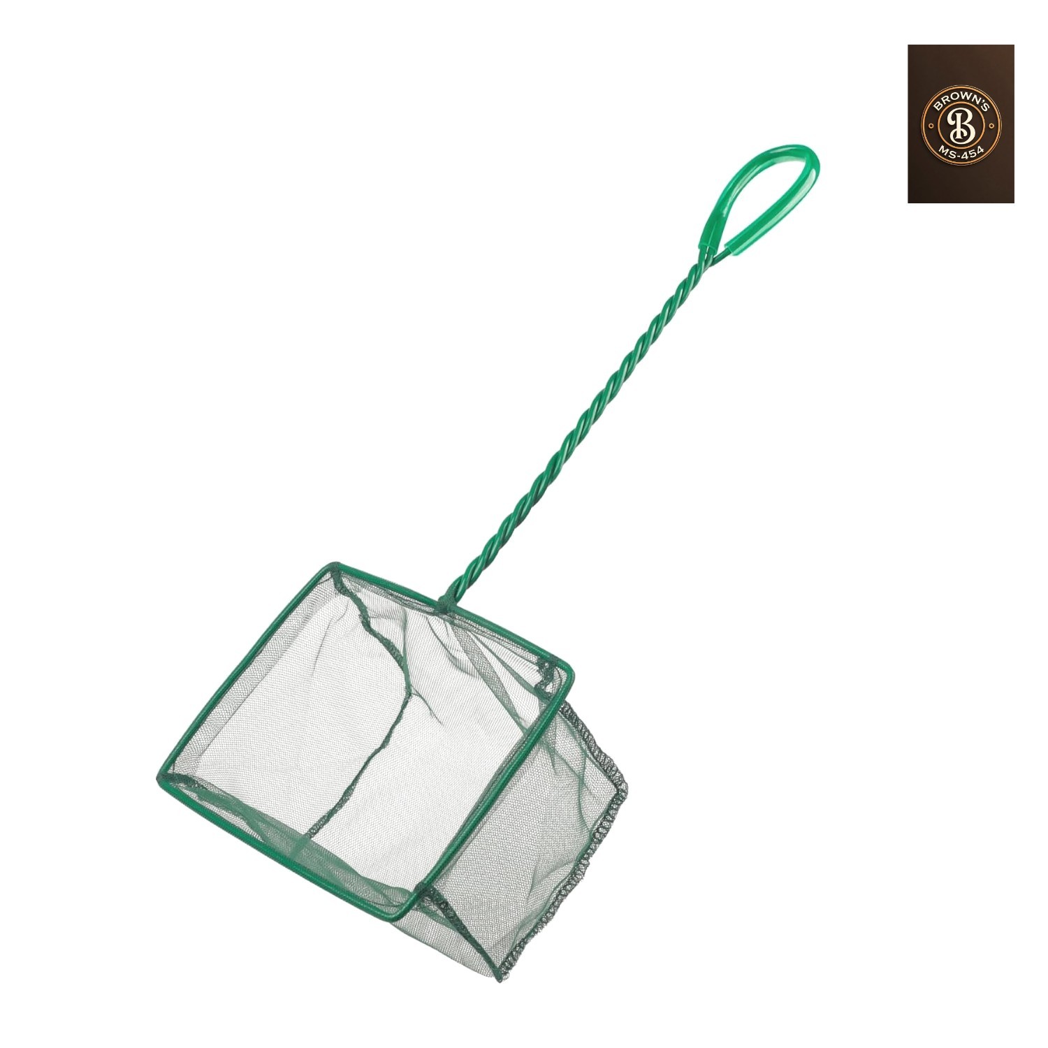 Aquarium Fish Net with Braided Metal Handle Square Net with Soft Fine Mesh Sl...