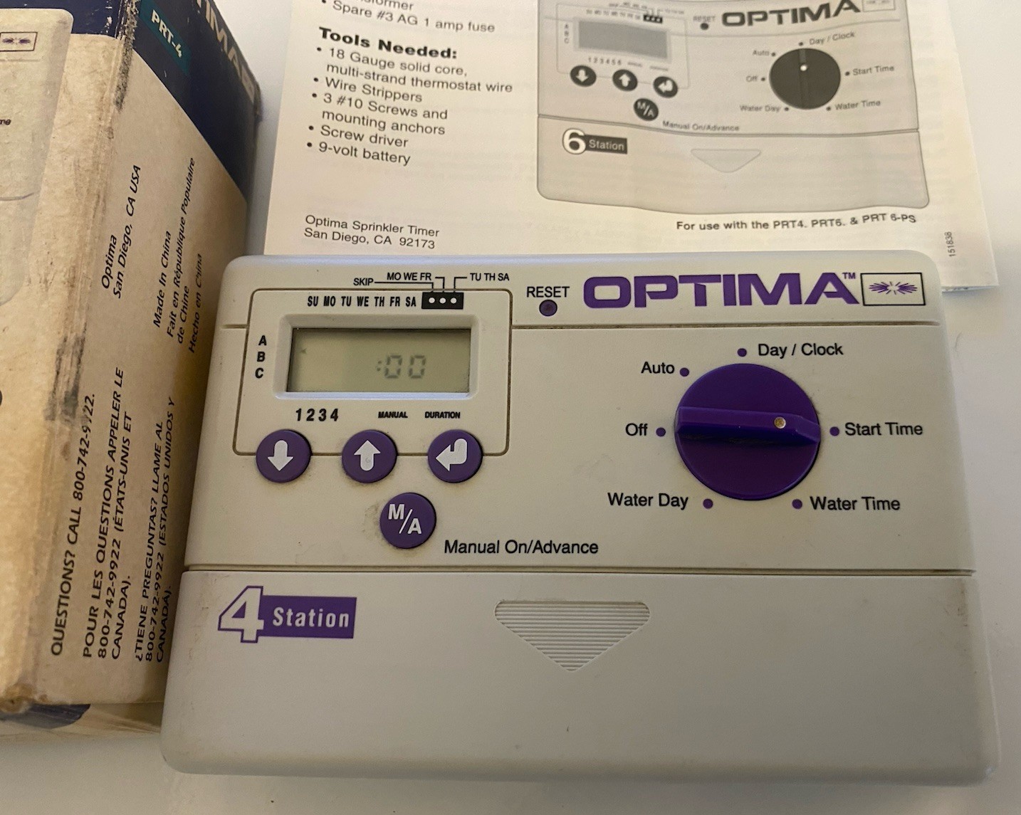 PRT-4 Optima Station Single Program Sprinkler Timer Garden Watering Controller