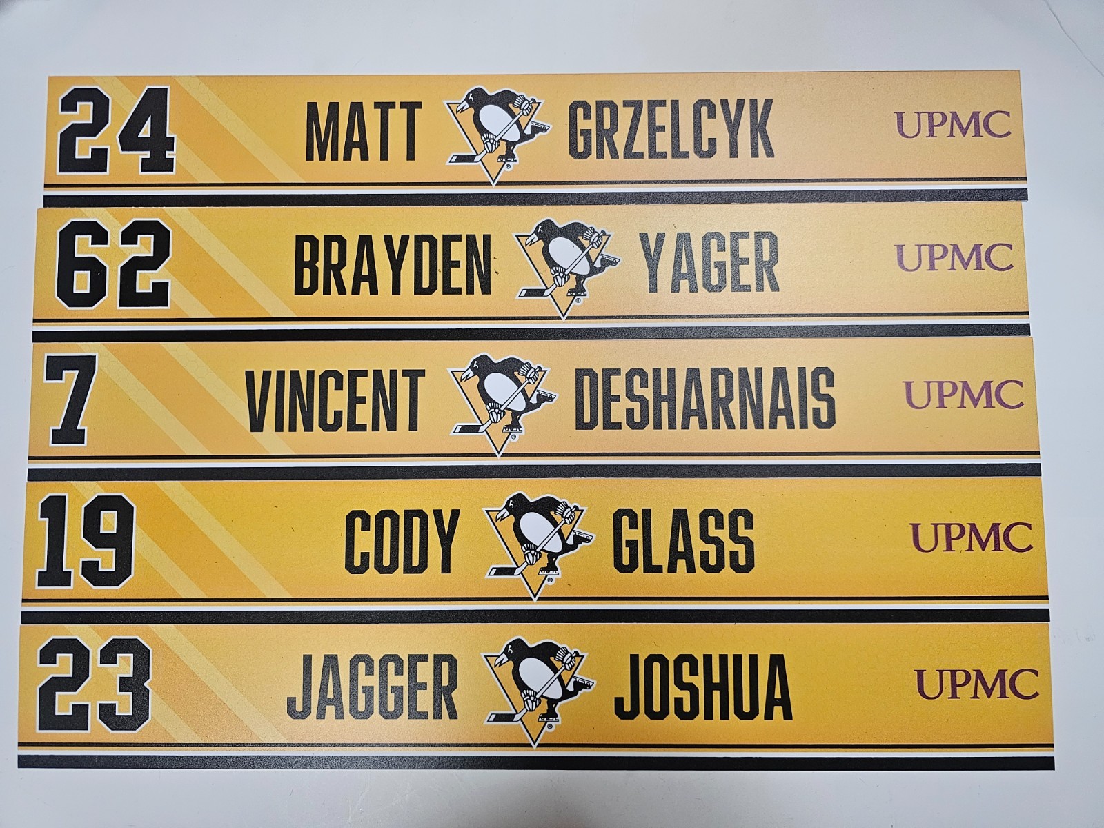 PITTSBURGH PENGUINS Training Camp UPMC Lemieux Locker Room Game Used Nameplate