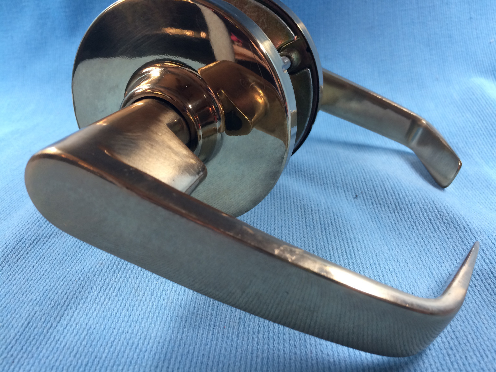 Corbin Lever Door Handle, Passage Style Shiny Brass