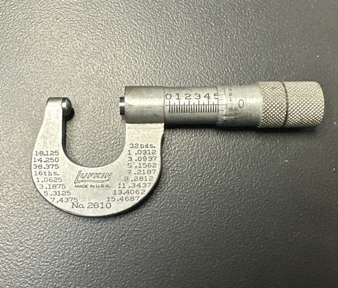Lufkin 0-1/2" Outside Micrometer Round Anvil No 2610 RARE Machinist Tool Maker