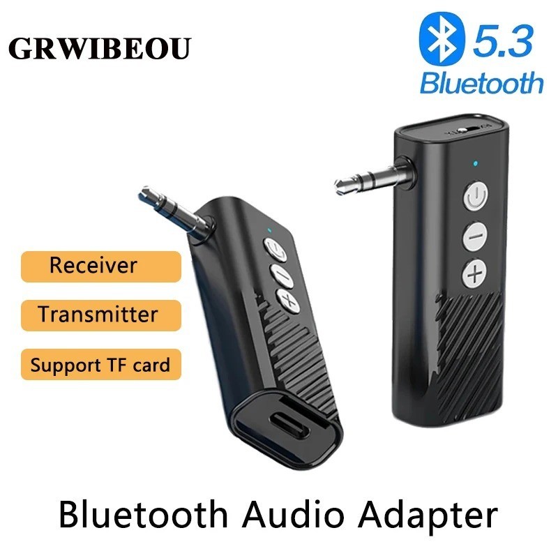 Jack Aux 5.3 Transmitter Receiver Adapter Audio 3.5mm 3-in-1 Wireless Bluetooth