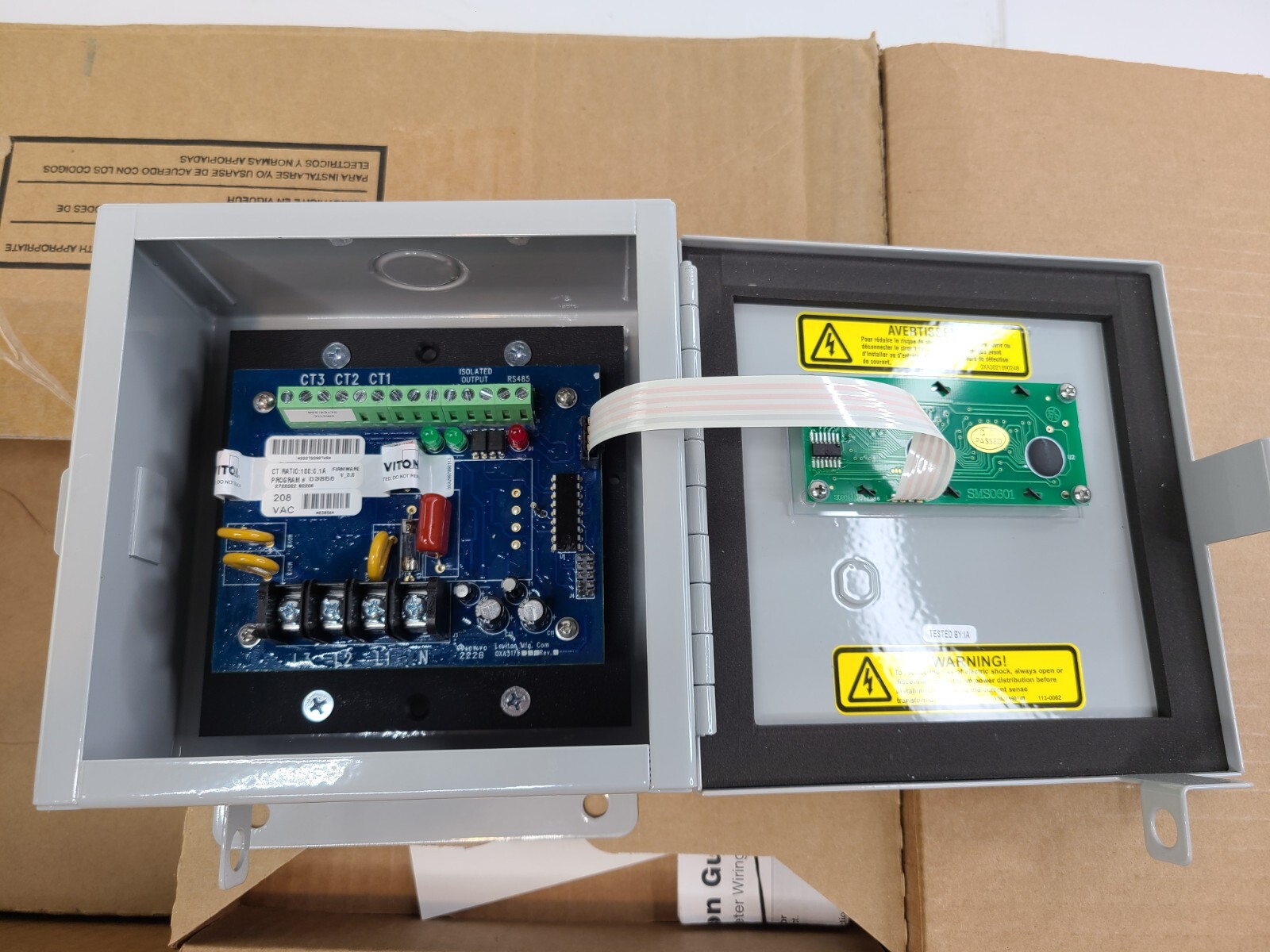 Leviton 2K208-1SW Series 2000 Indoor Usage Meter 3 Solid Core CTs 480V 100A