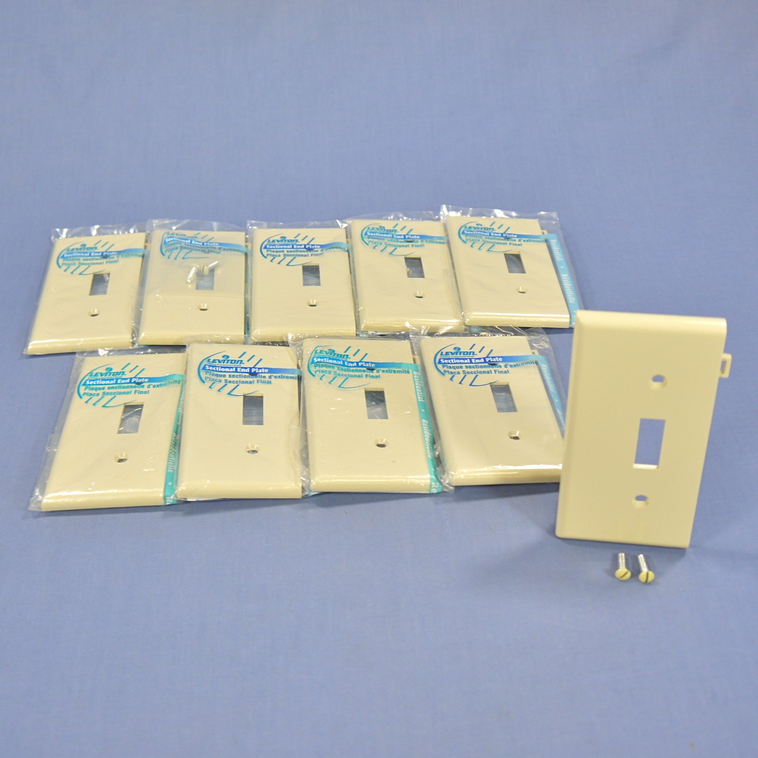 Leviton PSE1-I Ivory 1-Gang Toggle Unbreakable Sectional Wallplate Cover 10pcs