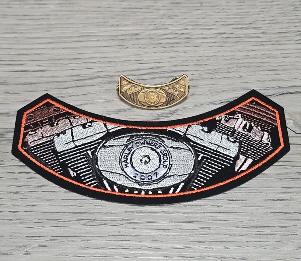 2007 HOG Harley Owners Group V-Twin Engine Small Rocker Vest Jacket Patch & Pin