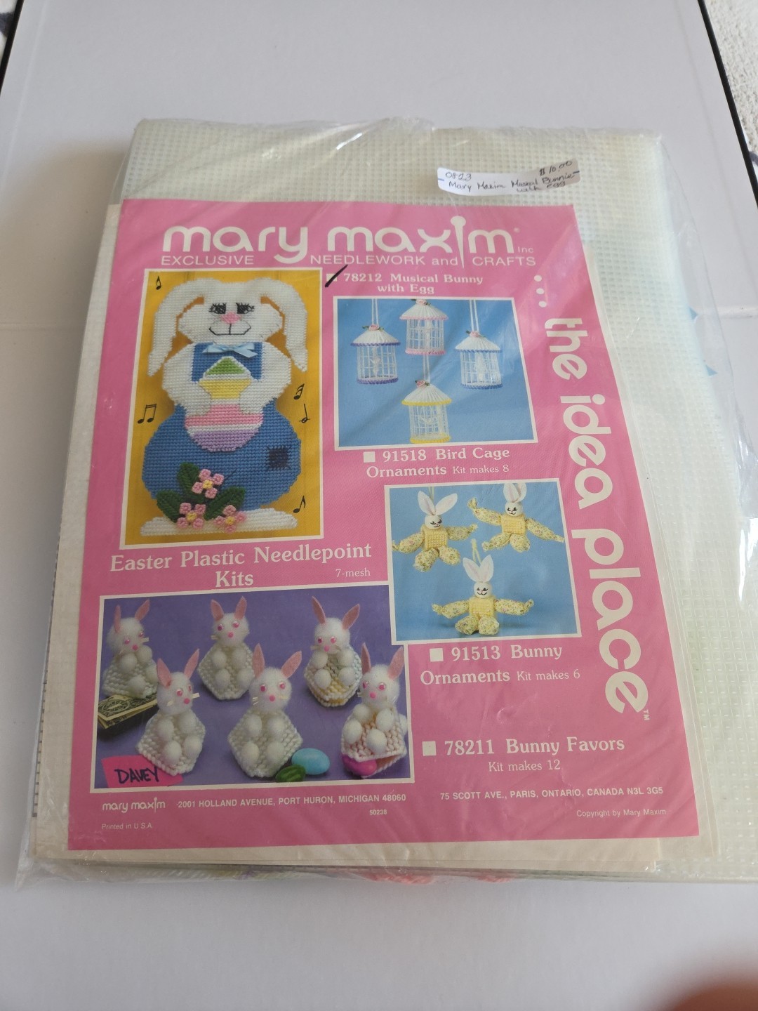 Vtg Rare Mary Maxim Musical Bunny with Egg Needlepoint Pattern #78212