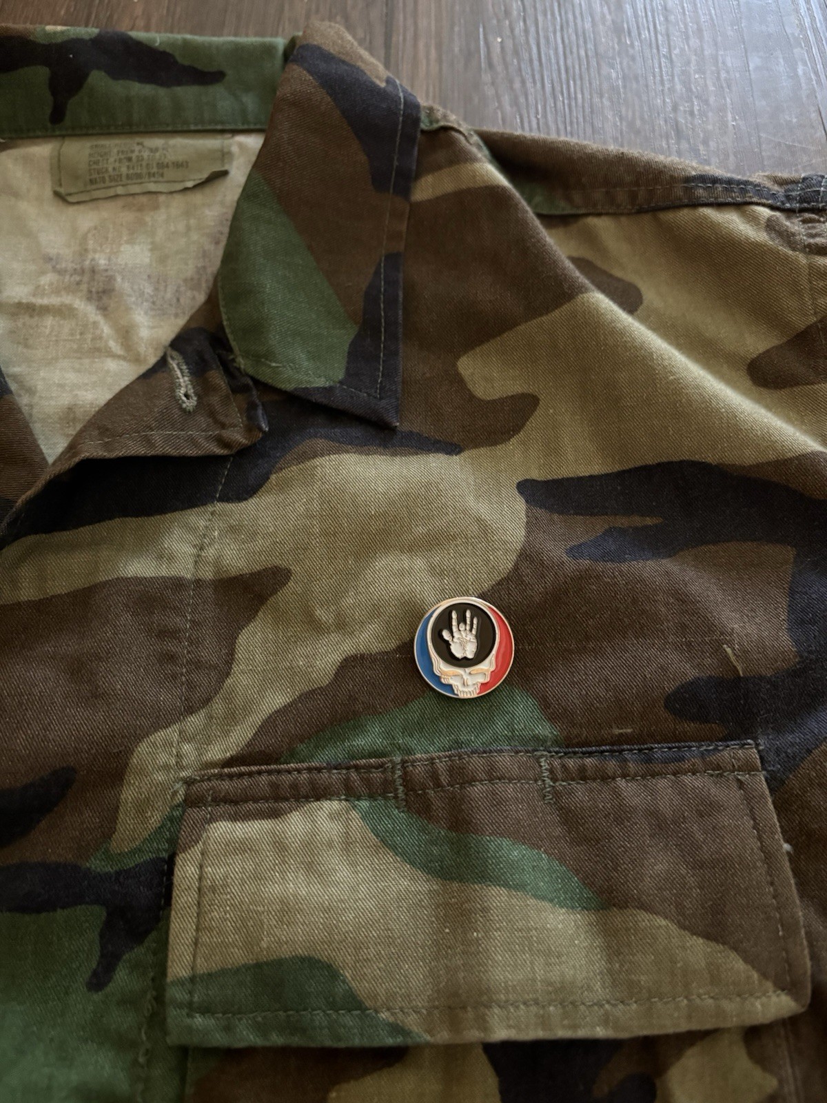 Grateful Dead Limited Edition Camo Army Jacket Used Nice Skull Logo Full Art