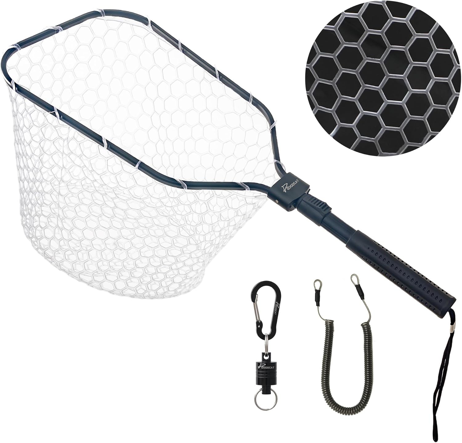 GOODCAT Fly Fishing Net, Bass Trout Landing 24.5", C:Extend Length:24.5