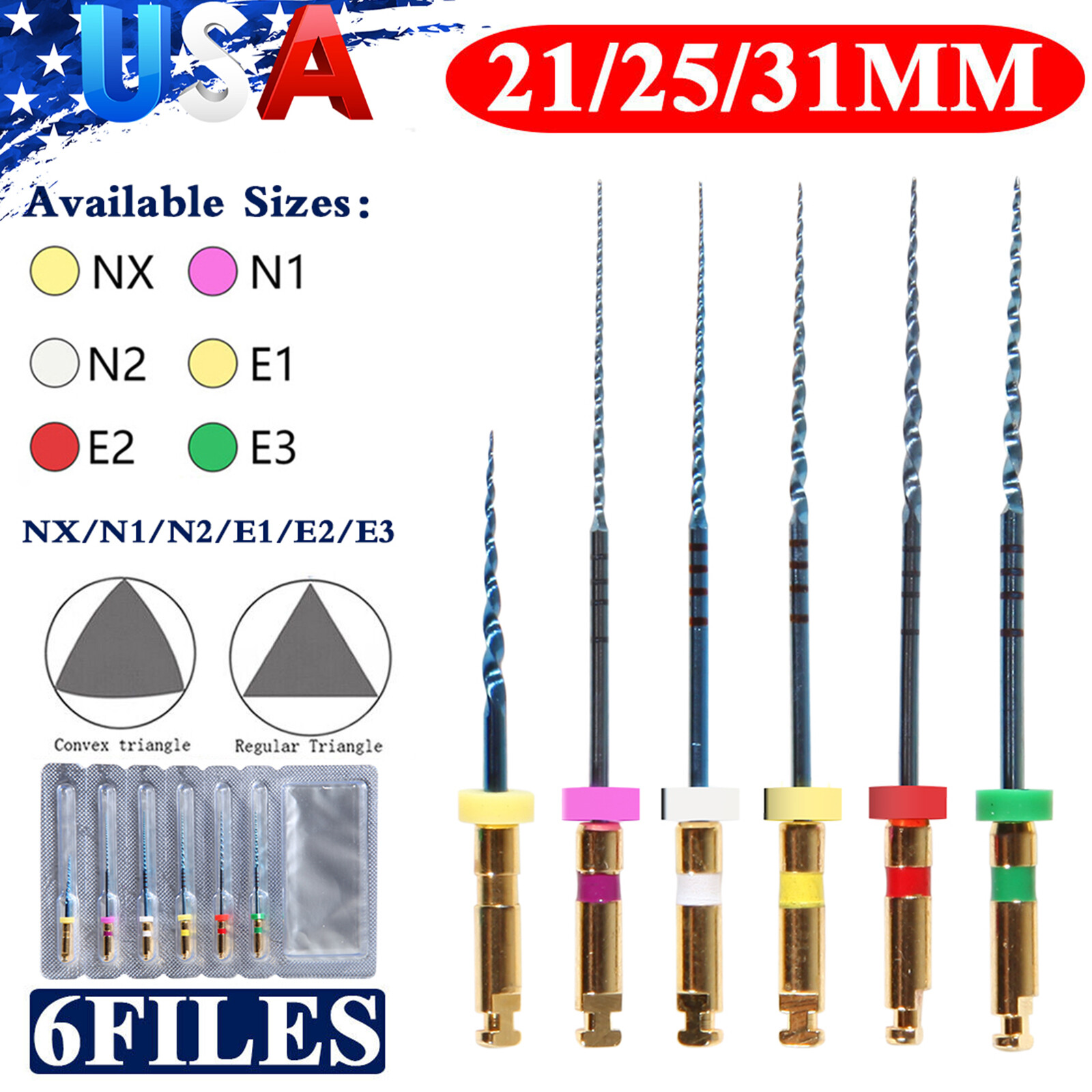 Dental Engine Use Root Canal Endo Niti Rotary Files NX-E3 21mm 25mm 31mm po