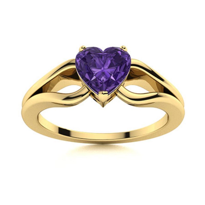 Natural Amethyst 925 Silver Prong Solitaire Wedding Statement Ring Jewelry