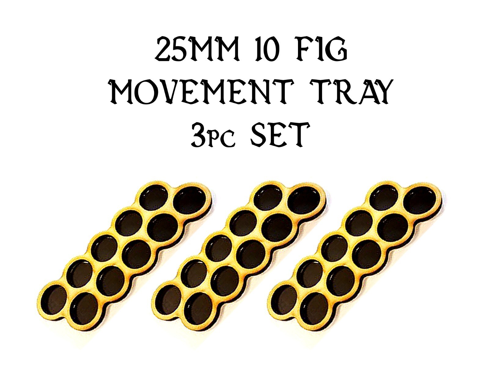 Game Movement Tray 25mm 10 Fig Offset Trays for War Hammer Age of Sigmar 3pc Set