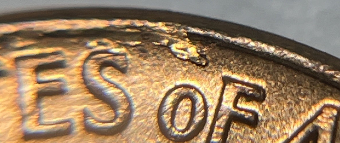 1967 Penny Errors Strike Through Copper Shavings Reverse Uncirculated