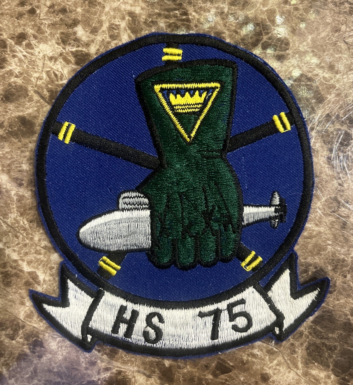 Vintage US Navy Helicopter Anti Submarine Squadron HS-75 Emerald Knights Patch
