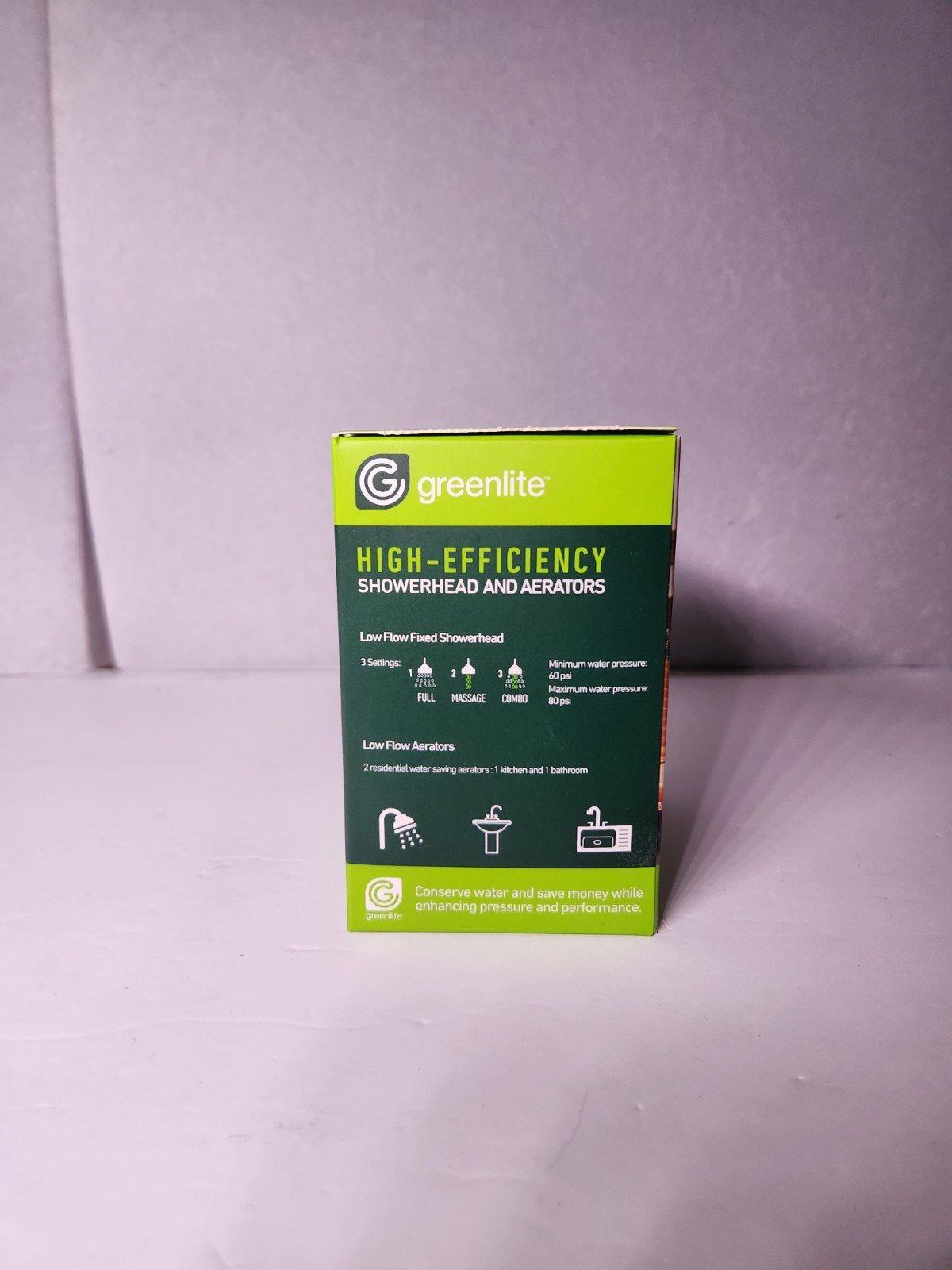 Greenlite Water Saving Kit – Showerhead + Bathroom & Kitchen Aerators – NEW