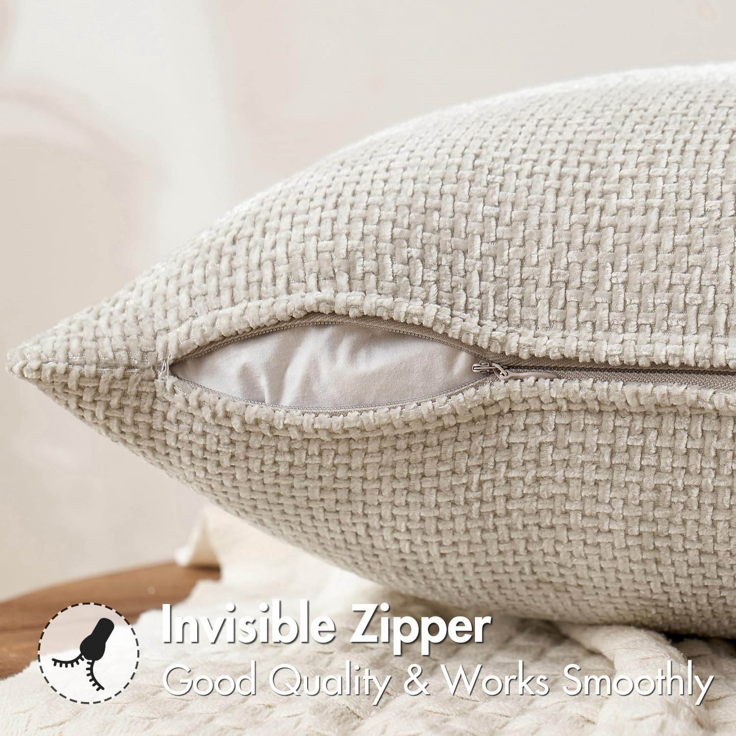 MIULEE Pack of 2 Beige Decorative 20" x (Pack 2),