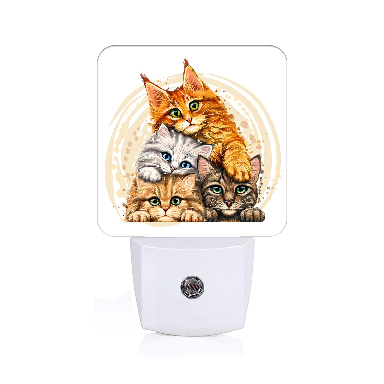 FSHVQKD Colorful Cats Night Light,Plug-in Night Lights with Dusk to Dawn Sens...