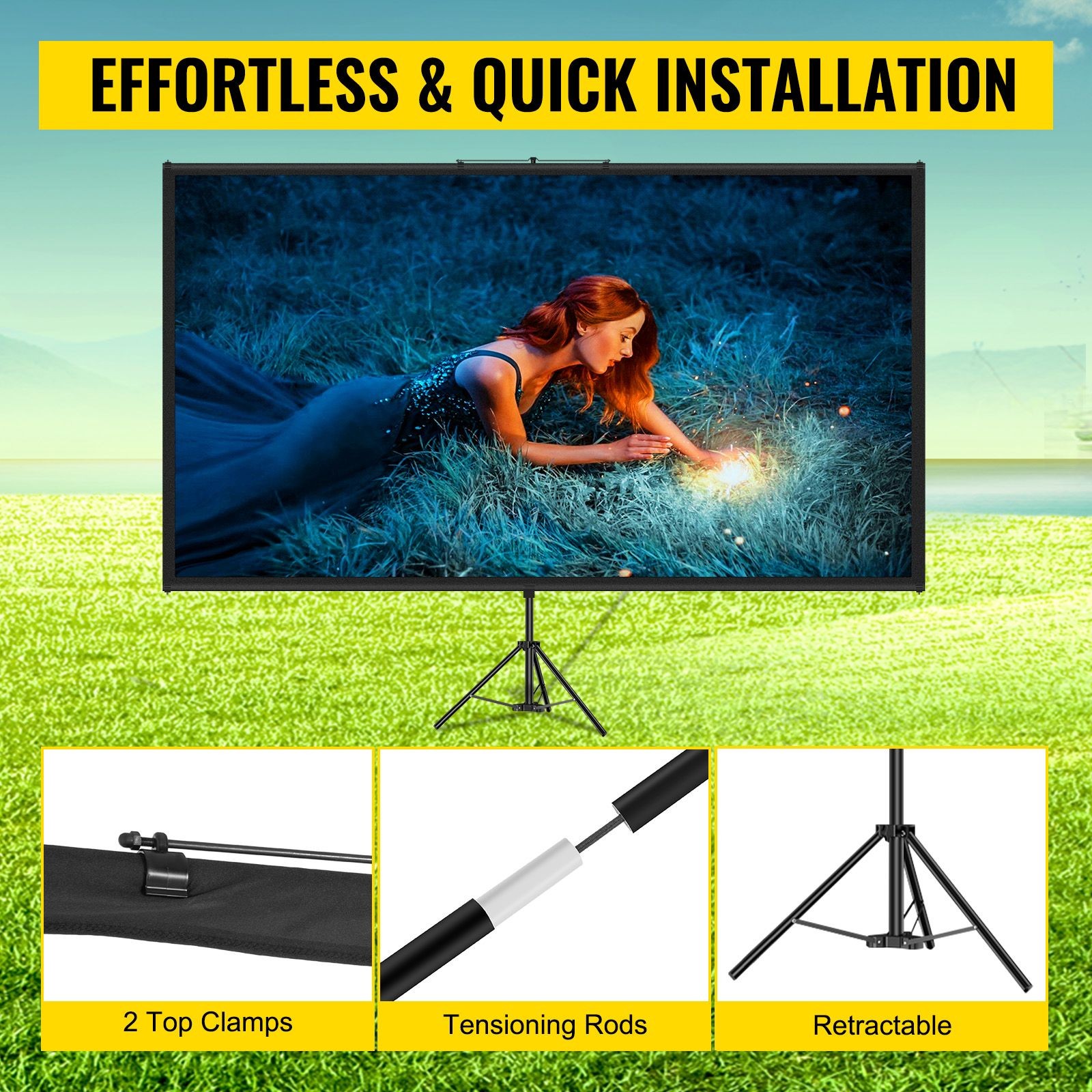 100in 4K HD Projector Screen with Adjustable Aluminum Tripod