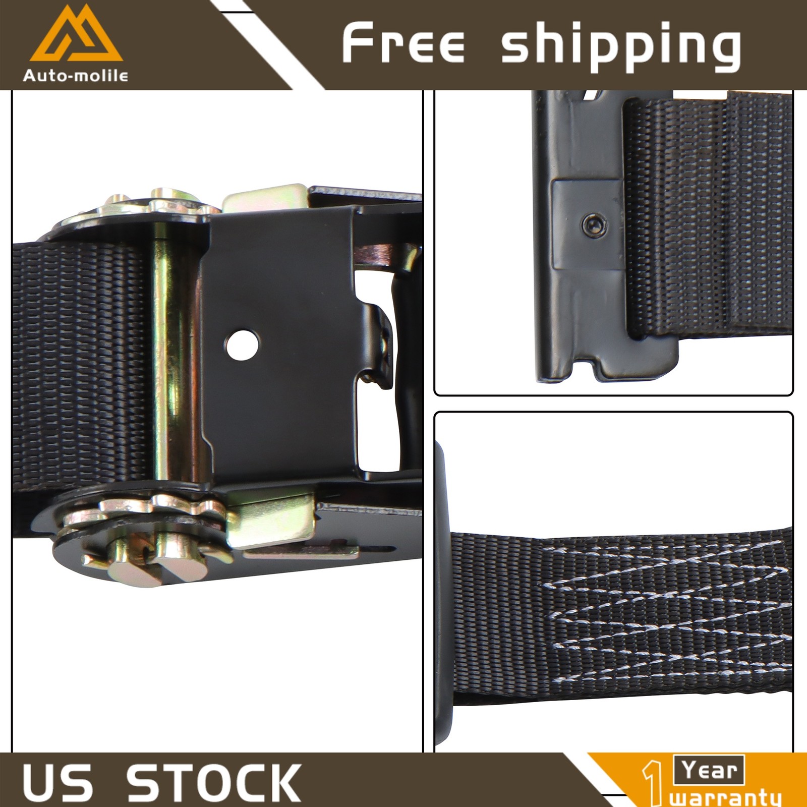 Heavy Loads E Track System With Wheel Chock Black Ratchet Tie Down Straps New