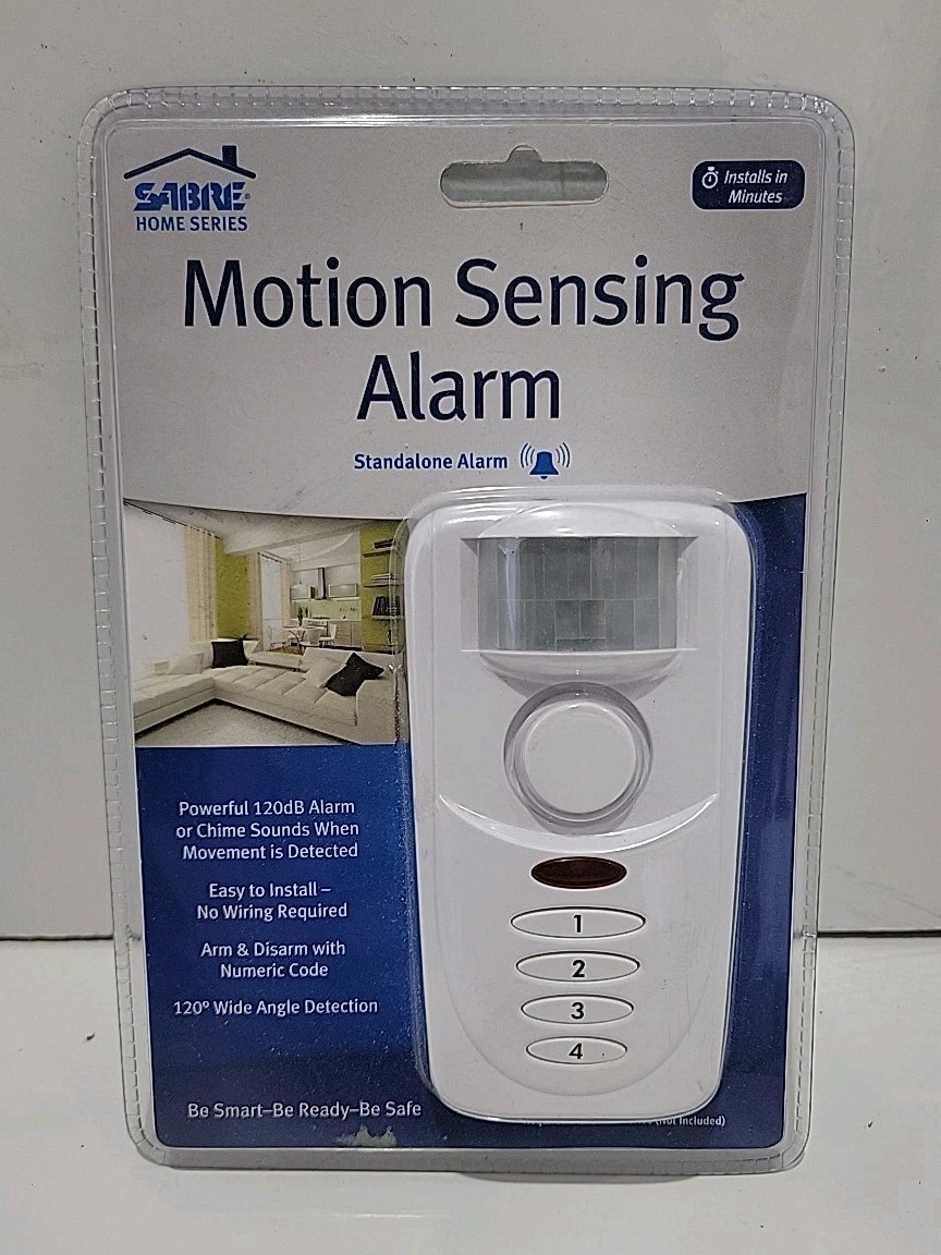Sabre Motion Alarm with Keypad — 120dB, White, Model# HS-MSA NEW