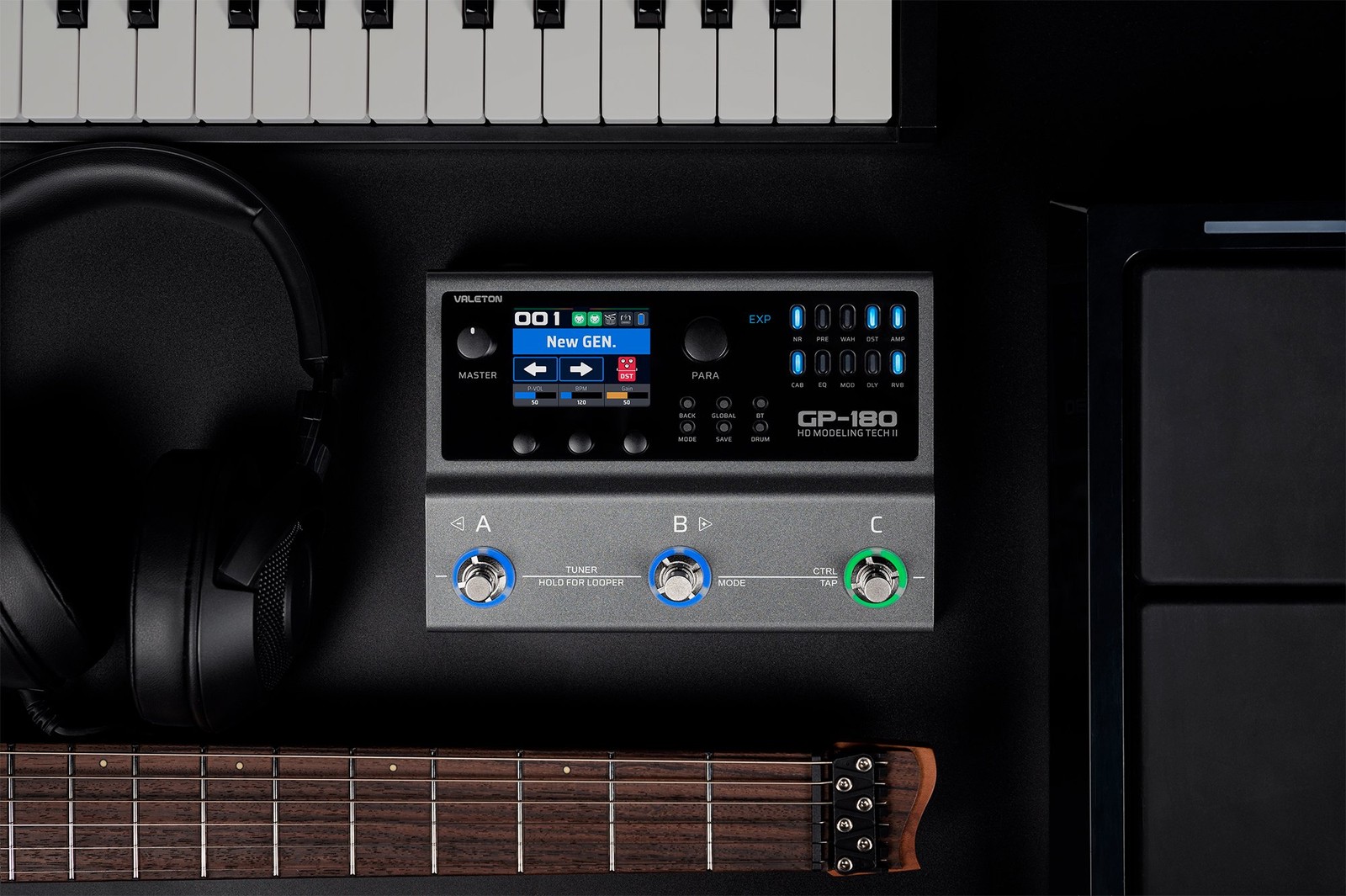 Valeton GP-180 Guitar Multi Effects Processor, 3 Footswitch Pedal, Built-in...