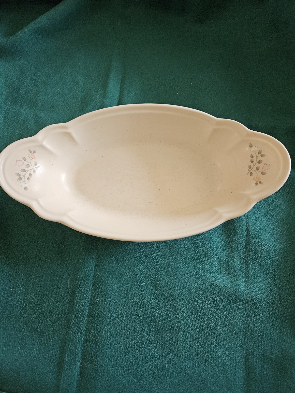 Pfaltzgraff Relish Dish 11 1/2" X 6" X 2" With Floral Accents On Scalloped Edge