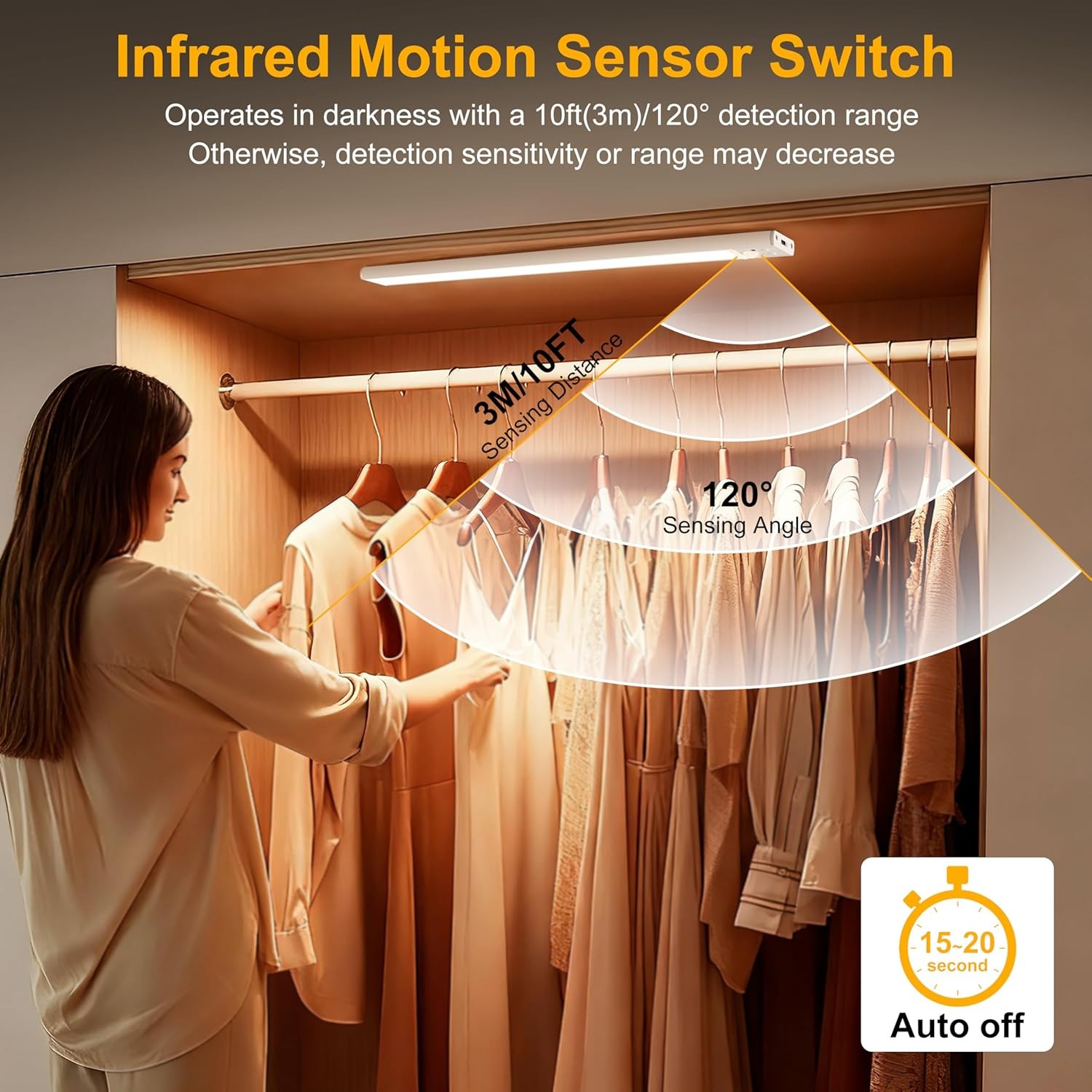 8 Inch Under Cabinet Lighting with Remote, 2 Pack Rechargeable Motion Sensor Lig