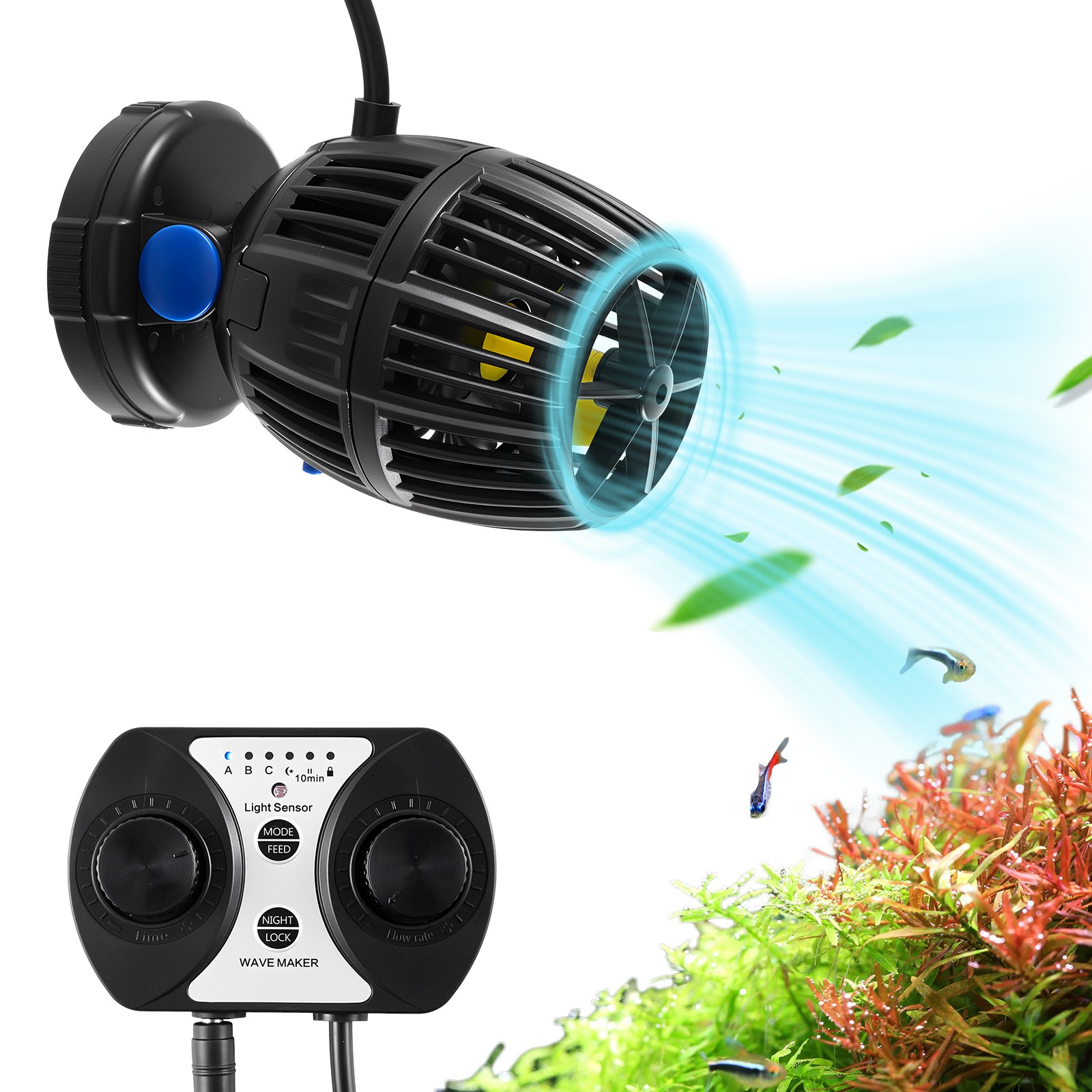 VEVOR Aquarium Wave Maker with Controller 20WDC 24V Powerhead with Magnetic Base
