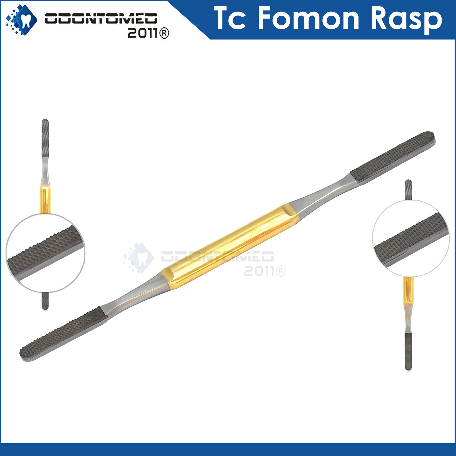 TC Fomon Bone Double Ended Nasal Rasp 8-1/2" Gold Handle Orthopedic GERMAN